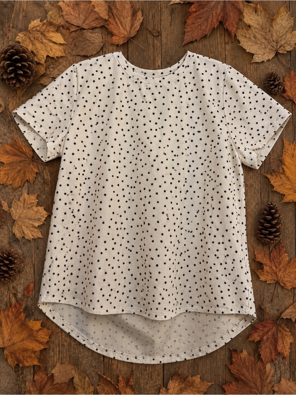 Girls' Ivory Polka Dot Short Sleeve Tee